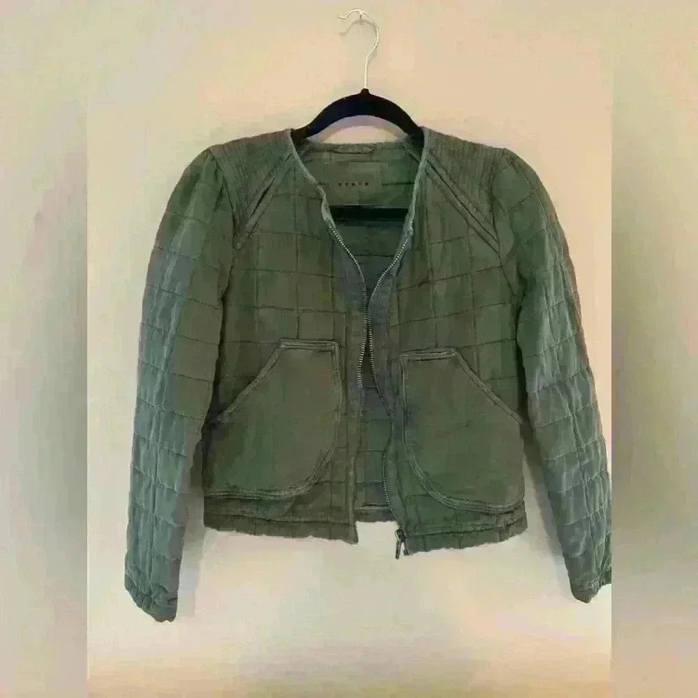 Blank NYC Green Quilted Puffer Coat